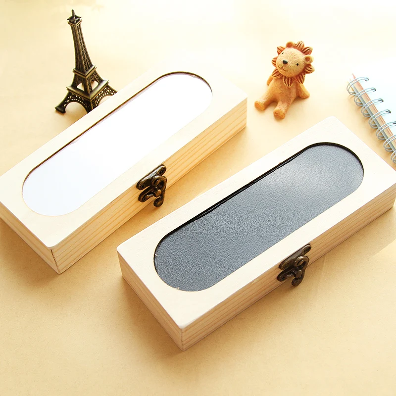 Creative Multifunction Wooden snap student stationery pencil case with a small blackboard student guide to blackboard