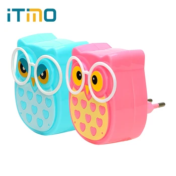 

ITimo Auto Light Control Sensor Lamp Indoor Lighting Owl Animal Nightlight EU Plug Socket Lamp LED Night Light For Baby Room