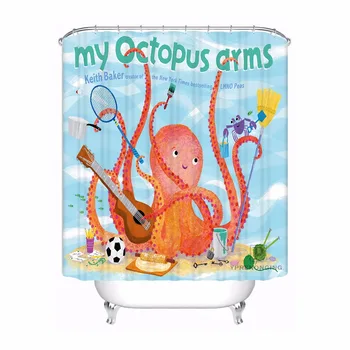 

Bath Curtain For Bathroom CustomCartoon Octopus Home Decor Shower Curtain Waterproof Fabric Hooks #180417-01-58