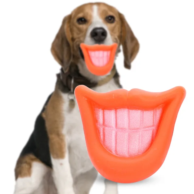 Pet Dog Funny Smiling Lips Chew Toys Squeak Sound Dog Chewing Puppy Dogs Playing Toy Safe No