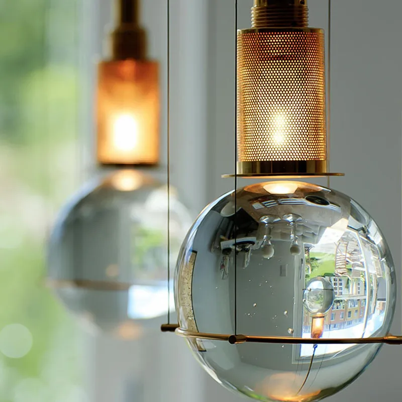 

Nordic Loft Art Crystal Ball Pendant Lights Modern Designer PH Restaurant Studio Cafe Decoration Hanging Light Fixtures