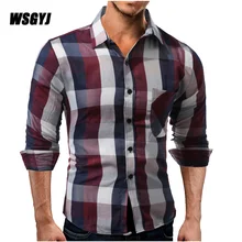 Рубашки в клетку Мода г. Повседневное Бизнес Для мужчин рубашка с длинным рукавом рубашка узкого кроя Для мужчин мужская одежда Рубашки для мальчиков Для мужчин одежда плюс Размеры xxxl