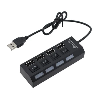 

hot sale LED 4 Port USB 2.0 Hub High Speed Power On/Off Button Switch for Laptop PC Use