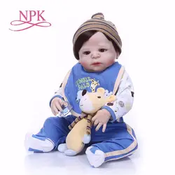 NPK reborn boy куклы 23 "57 см полный Силиконовый reborn baby doll Bebes reborn menino boneca детский подарок игрушка куклы