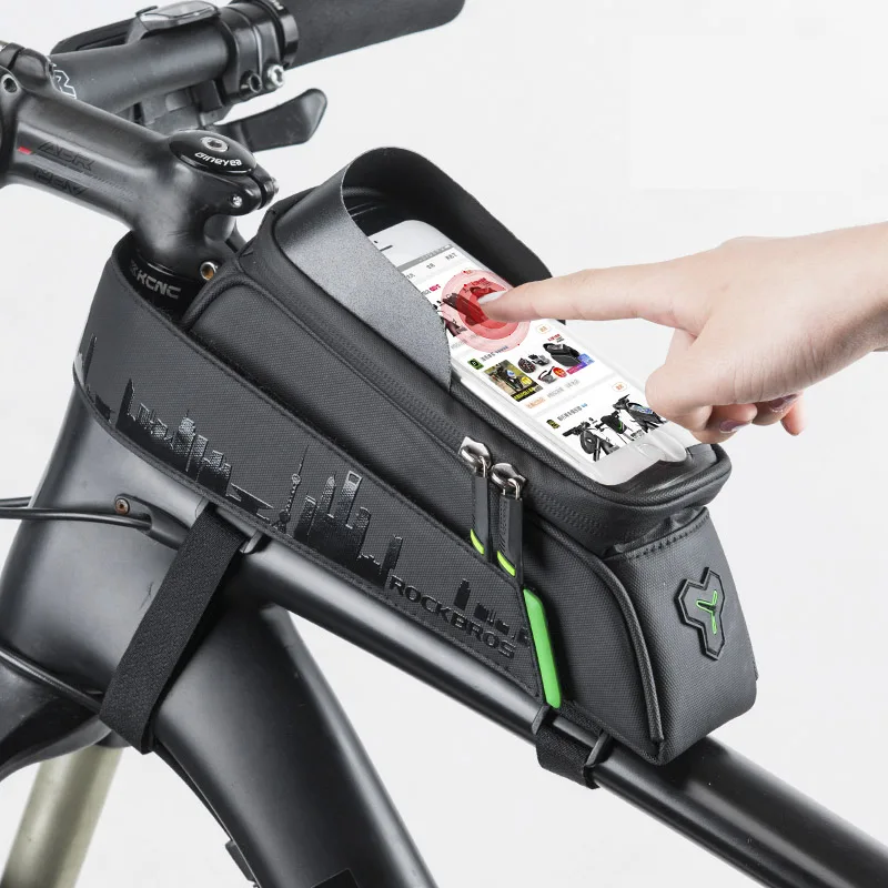 ROCKBROS велосипедная Передняя верхняя трубка, сумка для телефона с сенсорным экраном, велосипедная Водонепроницаемая рамка, сумка для телефона 5,8/6 дюймов, Аксессуары для велосипеда