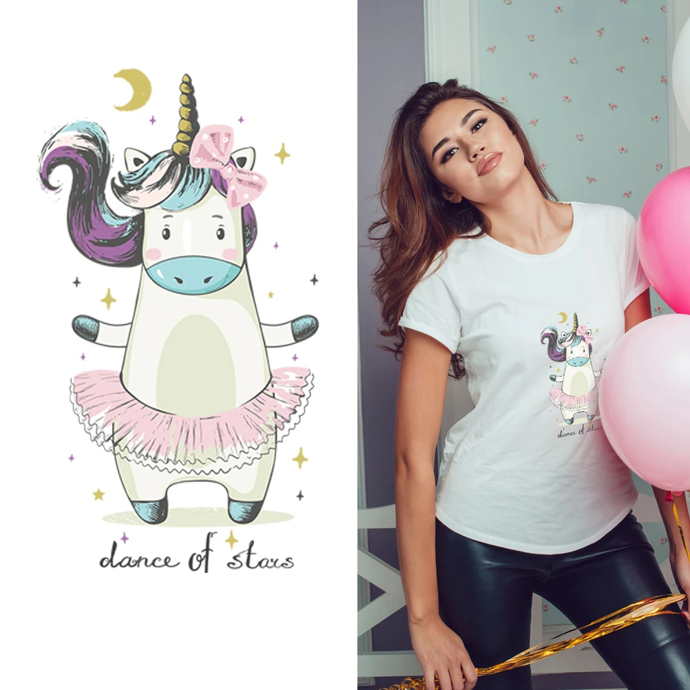 

Cute Unicorn Pattern Heat Transfer Iron on Stickers A-level Washable Patches for Clothes T-shirt Appliqued Decoration Patch