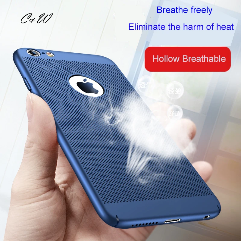 

Slim Phone Case For iPhone 6 6s 7 8 Plus Hollow Heat Dissipation Cases Hard PC For iPhone 5 5S SE Back Cover Coque X S MAX