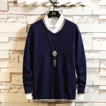 Весенне-осенний повседневный мужской свитер с v-образным вырезом, модный мужской пуловер, высокое качество, вязаные свитера, одноцветные свободные Джемперы, мужские M-5XL