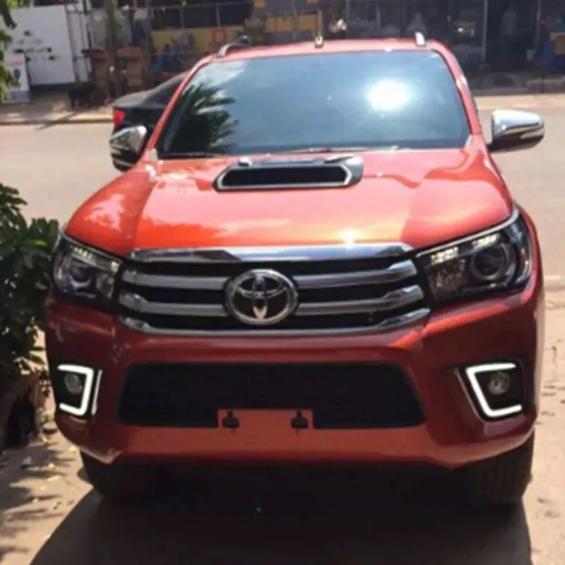 Car Accessories LED Daytime Running Light LED Fog Lamp DRL For Toyota Hilux Revo Vigo 2015 2016 With Yellow Turn Signal цена Car Accessories LED Daytime Running Light LED Fog Lamp DRL For Toyota Hilux Revo Vigo 2015 2016 With Yellow Turn Signal цены онлайн
