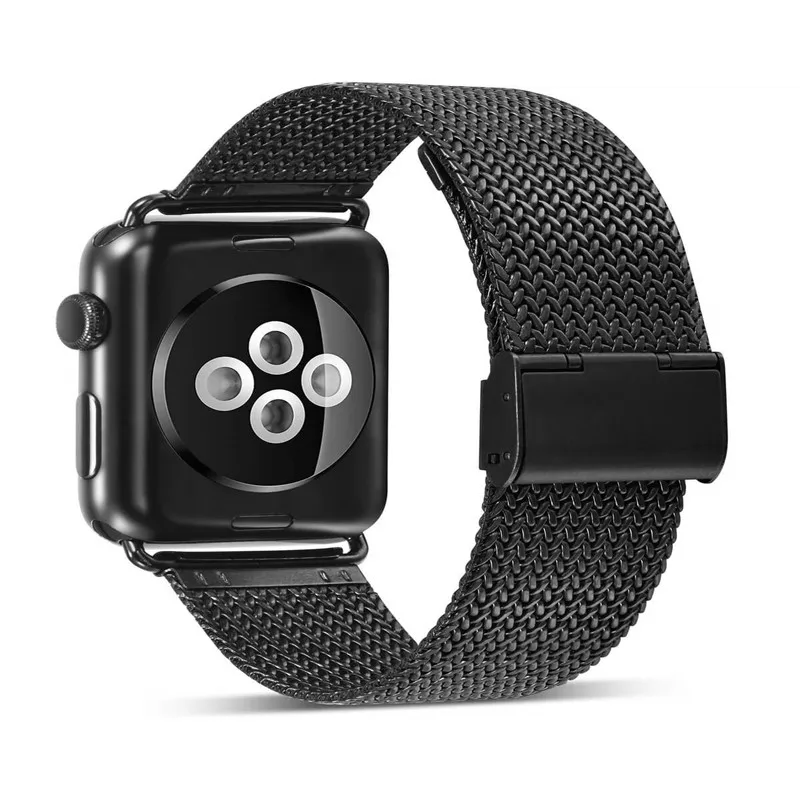 Нержавеющая сталь Миланской петля ремешок для наручных часов Apple Watch, версии 4 44/40 мм подходит для iWatch серии, версия 1, 2, 3, ремешок 38, 42 мм, версия для мужчин и женщин часы - Цвет ремешка: black