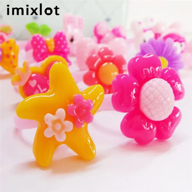 imixlot 20Pcs /Lots Wholesale Plastic Kids Rings Mixed Colors Clay