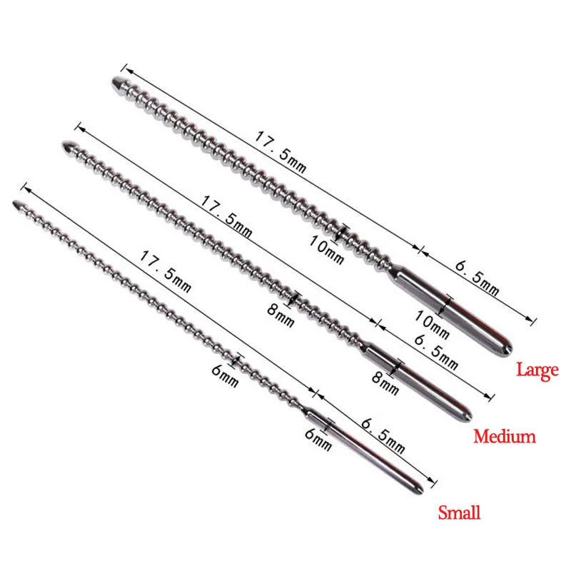 6mm/8mm/10mm Beads Penis Plug Urethral Sounds Dilator Metal Stainless Steel Urethra Beaded Insert Rods Sounding Sex Toys For Men