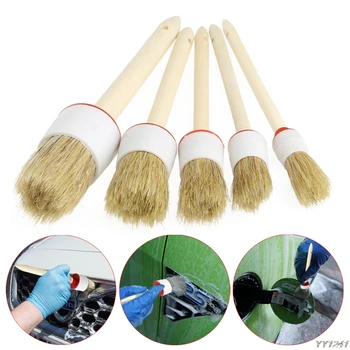 

5Pcs Soft Detailing Brushes for Car Cleaning Dash Trim Seats Wheels Wood Handle New Arrival