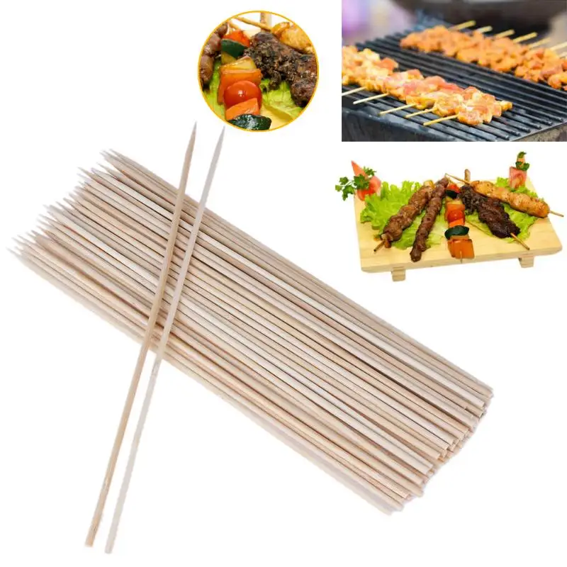 100Pcs/lot 25cm Eco friendly Bamboo Skewers Barbecue Wood Sticks for