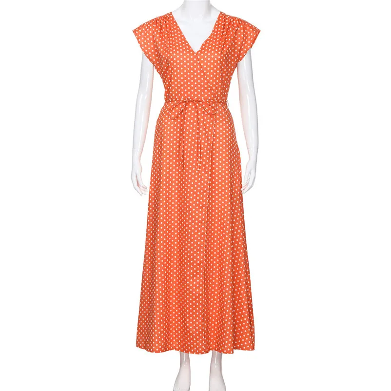 NEW Fashion summer dress 2018 beach dress Dot Long Boho Dress Lady Beach Summer Sundrss Maxi Dress vestido de festa Y03#N (21)
