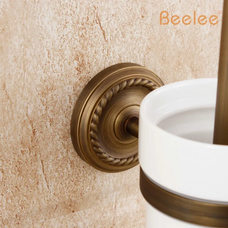 Beelee BA6104A Ванная комната туалет туалетная щетка с держателем настенное крепление латунь антикварные настенные Soild латунь держатель для