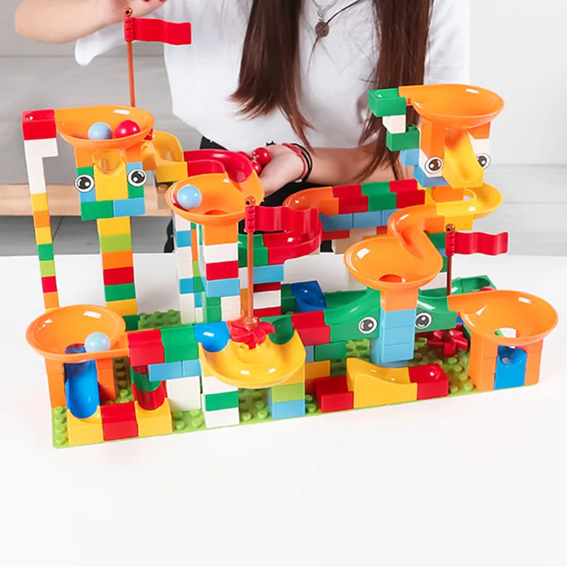 

Kids DIY Construction Marble Race Run Maze Track Building Blocks Toy/Set Game