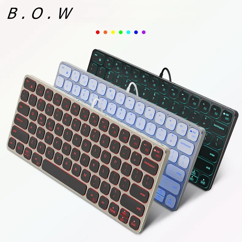 B. O. W подсветкой USB проводной шоколад Keycap настольный компьютер тетрадь внешний