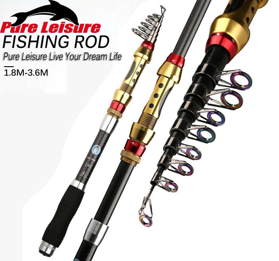 PureLeisure Mini Fishing Rod 1.8M 2.1M 2.4M 2.7M 3.0M 3.6M Portable