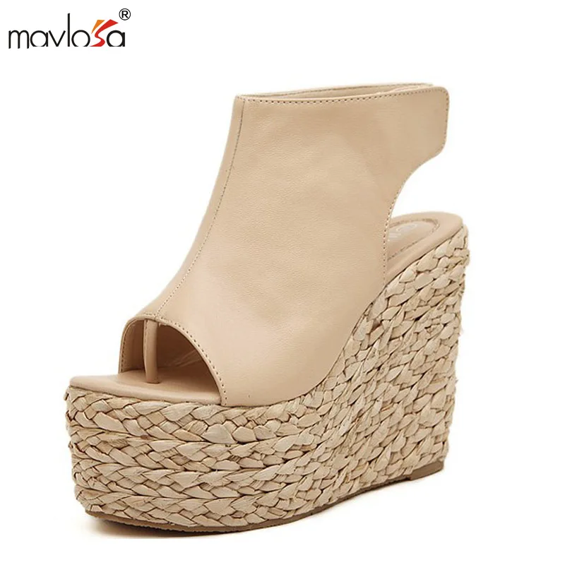 

New summer fashion trifle straw women wedge sandals flip flop casual shoes woman grils high heels sandals with platforms ML01