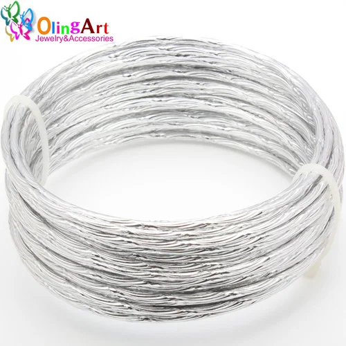 OLINGART 5M/lot 2.0mm Pattern Aluminum wire gold / silver soft craft versatile New metal wire DIY Handmade jewelry making 2mm Silver 5M B