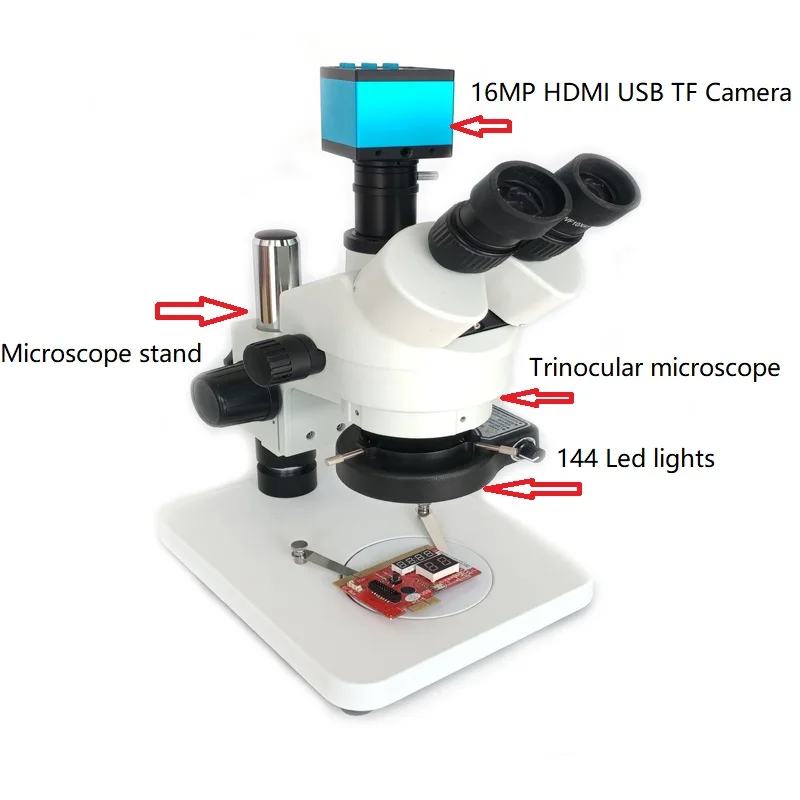 Продолжать зум 7X 45X тринокуляр стерео микроскоп + 16MP 1080P HDMI USB цифровой