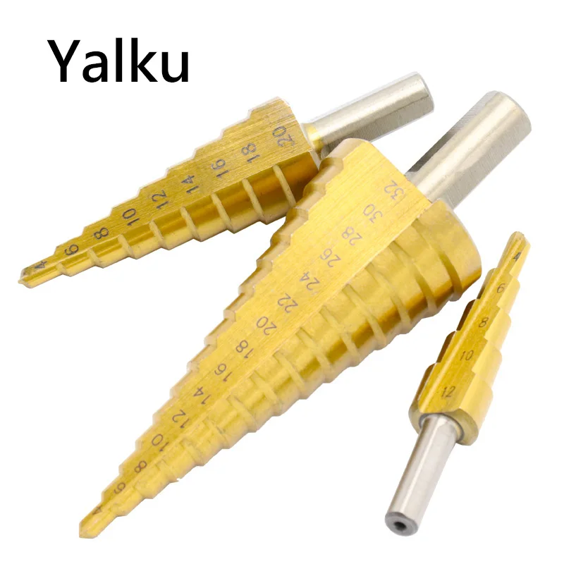 

HSS Spiral Center Step Drill Bits High Quality Mini Drill Accessories Titanium Step Drill Bits Power Tool Step Drill Bits Yalku