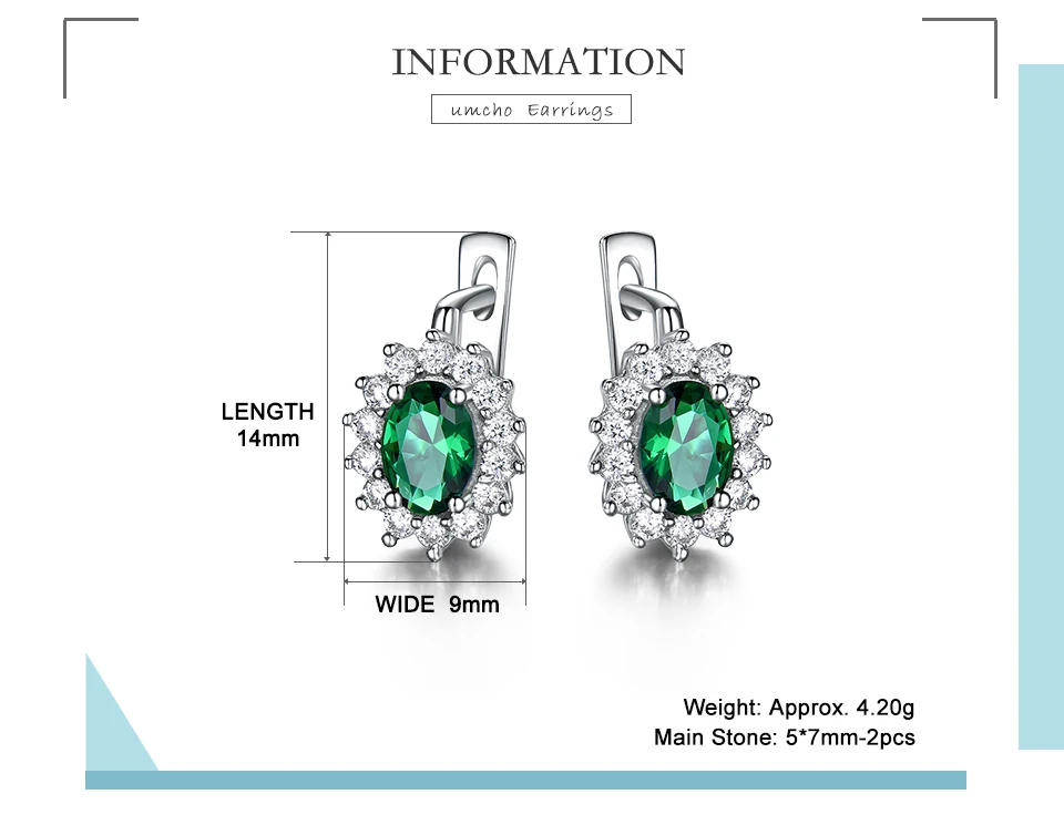UMCHO-Emerald-925-sterling-silver-clip-earrings-for-women-EUJ074E-1-pc (2)