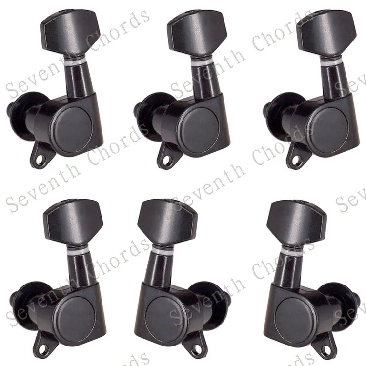 Набор 6 шт. Sealed-gear Guitar Tuning Pegs ключи тюнеры машинные головки для гитары-хромовый и черный и золотистый выбор - Цвет: Black A Set 4L2R