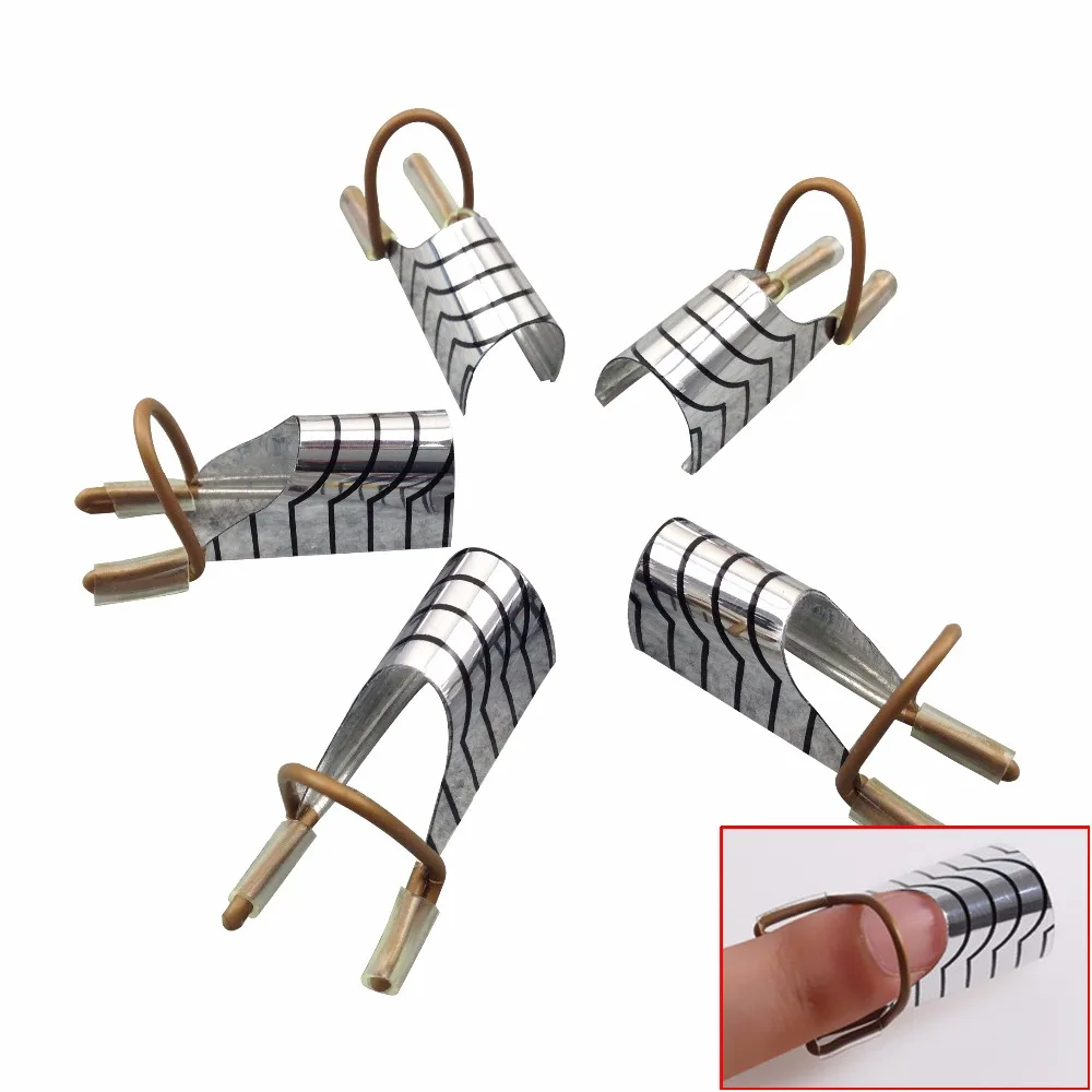 

YWK 5pcs Silver Reusable Forms UV Gel Acrylic Nail Art Tips Nail Form