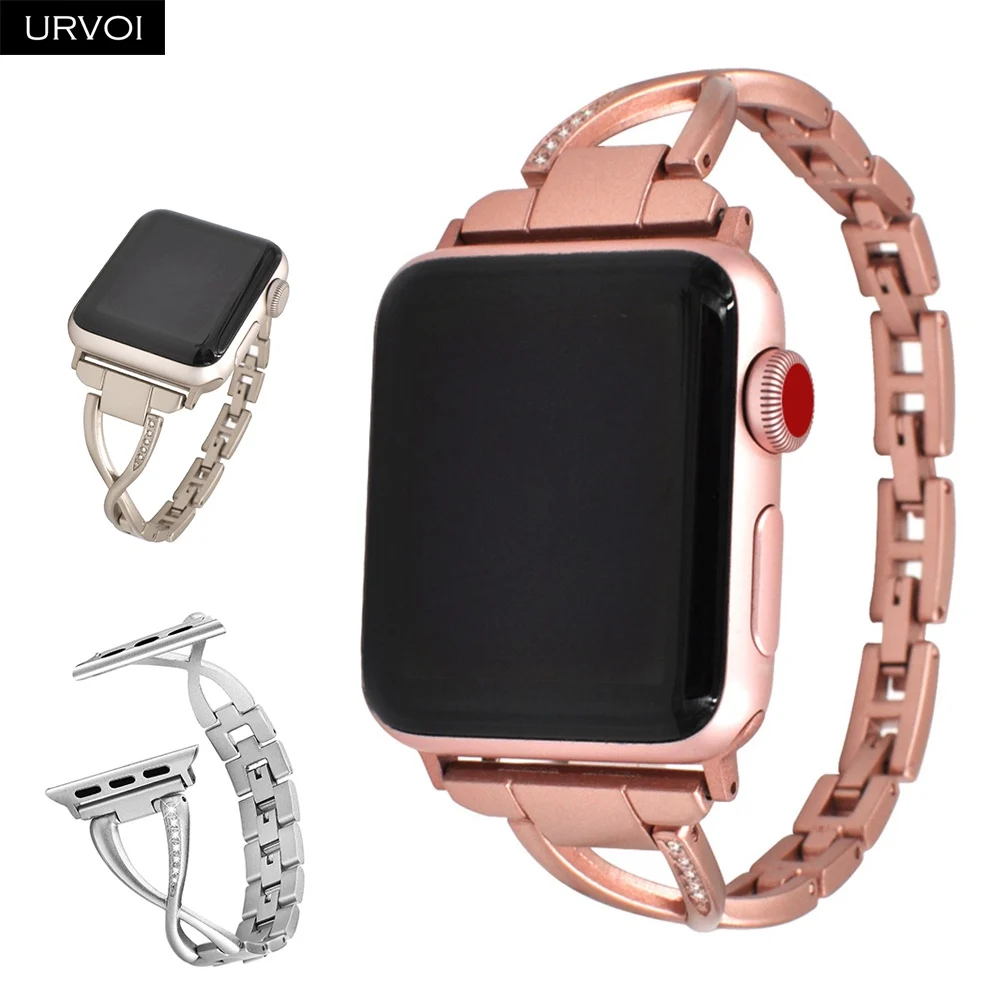 

URVOI Cuff for Apple Watch band stainless steel strap for iWatch women fashion chain bracelet wrist adjustable series 4 3 2 1