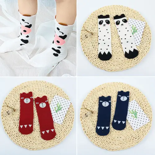 

Infant Toddler Kids Baby Girls Boys Cotton Winter Warm Bear Print Non-Slip Socks Ankle High Animal Shape Long Socks Sokken 1-6Y