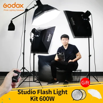 

Godox 600Ws Strobe Studio Flash Light Kit 3pcs 200Ws Photographic Lighting + Strobes, Light Stands, Triggers, Soft Box