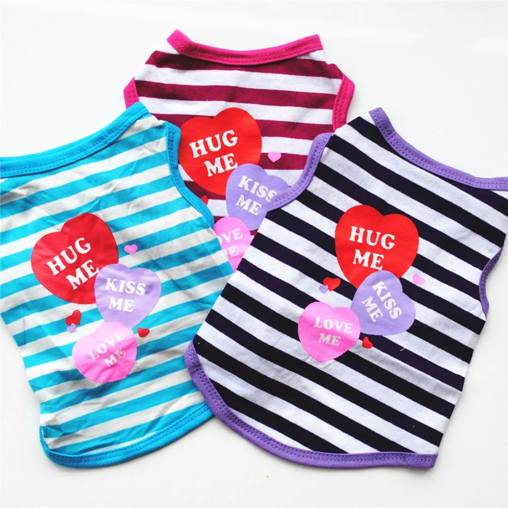 

Pet Dog Clothes Heart Pattern Stripes Spring Summer Shirt Small Fresh Vest T Shirt High Quality Clothing Ropa Para Perros Hoopet