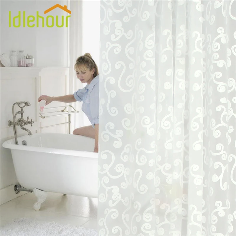 New Simple New Simple White Bathroom Curtain PEVA Eco friendly Waterproof Moldproof Plastic