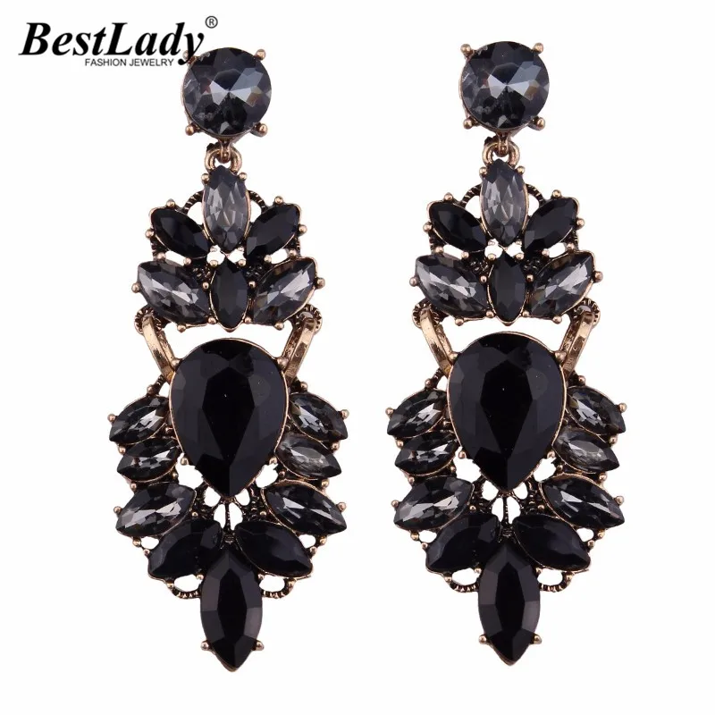 Женские серьги подвески Best lady Mystery черные богемные длинные разноцветные