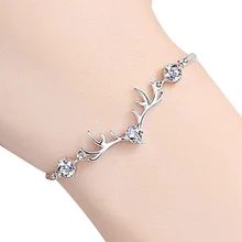 Новогоднее украшение в подарок корейский модный Олень Рог Хрустальный Браслет крошечный милый олень рога браслет для женщин Женский подарок