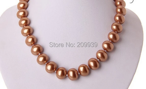

huij 004061 stunning big 15mm baroque champagne south sea shell pearl necklace