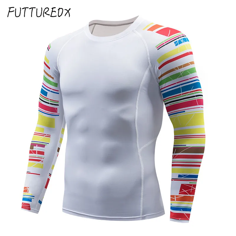 

Men's comprehensive training running compression 3D printing stripes quick-drying T-shirt racing base layer MMA fitness sport