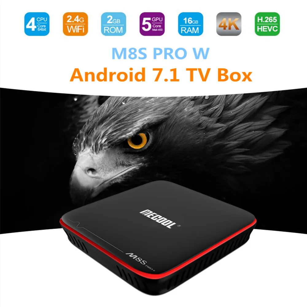 

MECOOL M8S PRO W Android 7.1 TV Box Amlogic S905W Smart TV Box 2G RAM 16G ROM CPU Mali-450 2.4GHz WiFi 4K H.265 Set-top Box