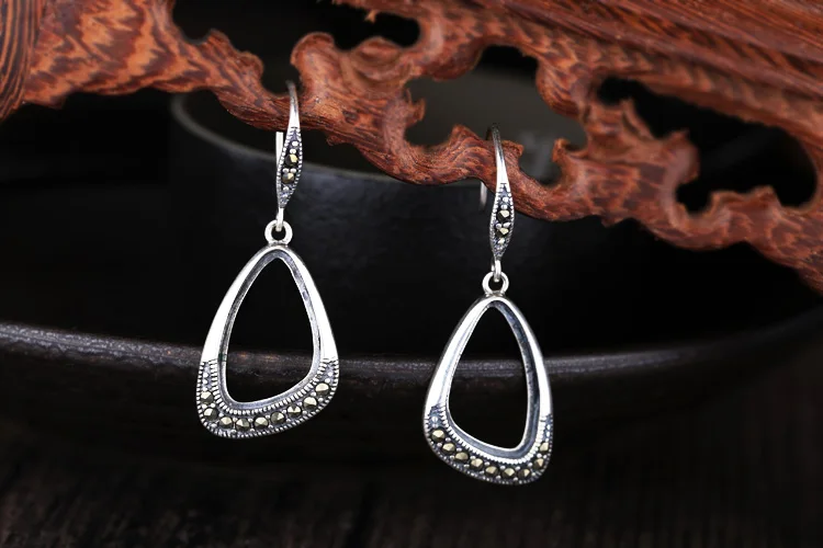 Женские винтажные серьги Крючки из серебра 925 пробы 11 х17 мм|hook earrings|silver hook earringsearring
