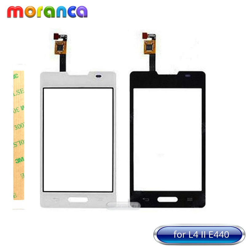

4.0'' Screen for LG Optimus L4 II E440 Touch Screen Digitizer Front Glass Sensor Lens Panel Touchscreen Black White + 3M Tape
