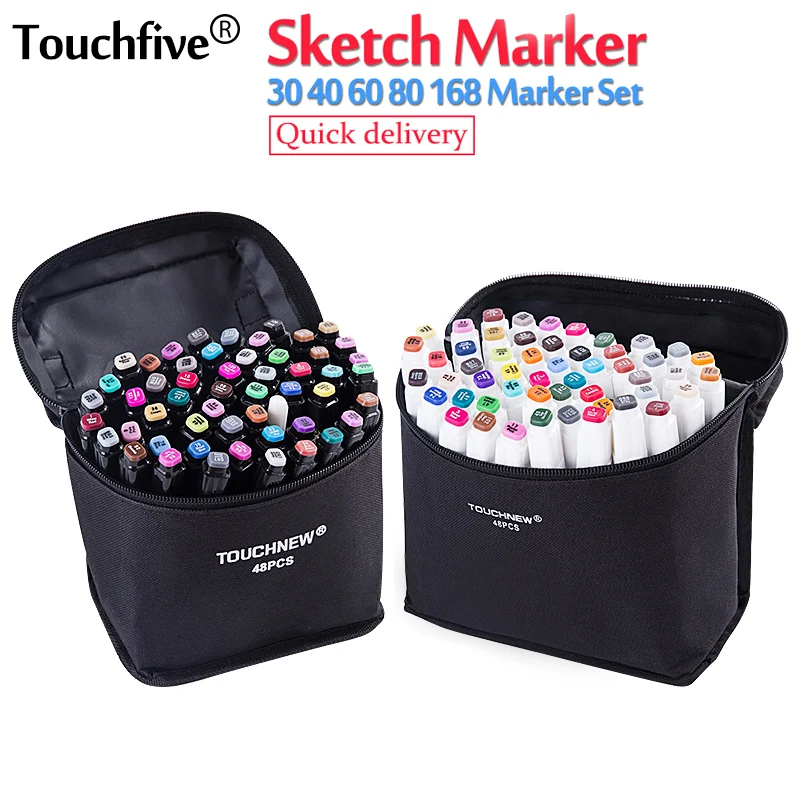 

Touchfive 30406080Colors Dual Head Art Markers Pen Oily Alcoholic Sketch Marker Brush Pen Art Supplies for Animation Manga Draw
