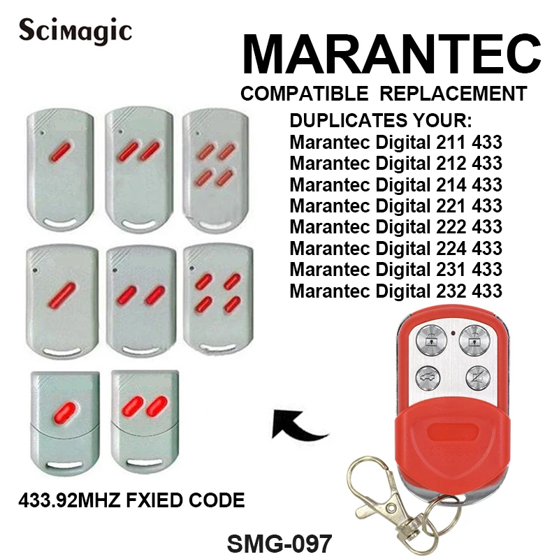 

Marantec Digital 212, 214, 224, 232 compatible hands transmitter, 433.92Mhz gate garage door remote control fixed code