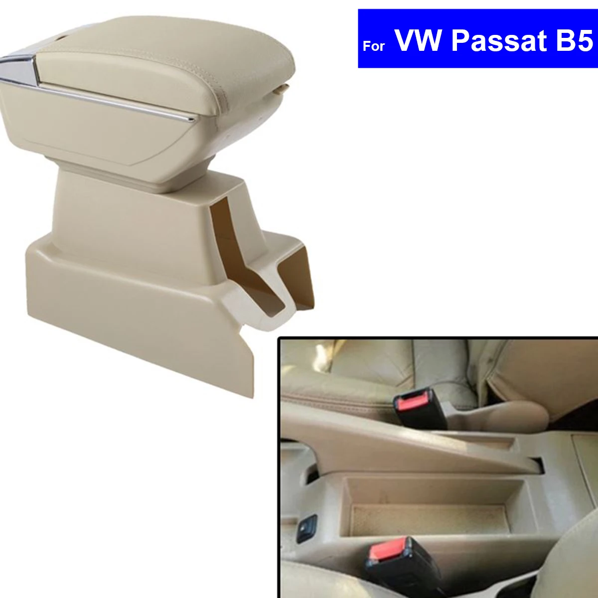 Leather Car Center Console Armrest Storage Box for Volkswagen VW Passat