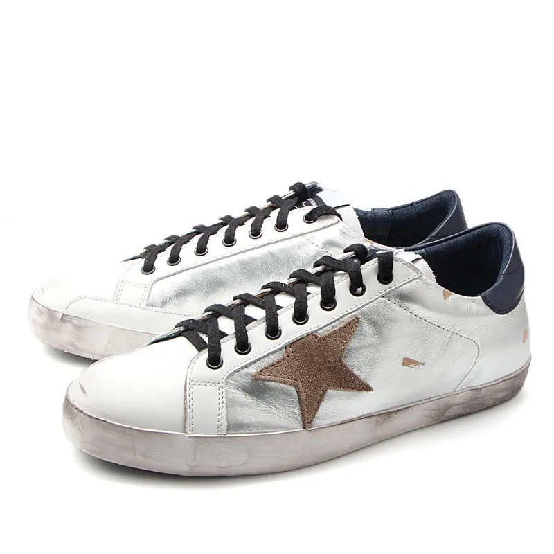 

Fashion gold leather shoes brand handmade men and women casual ladies sports shoes star Slipony dirty shoes shoes Zapatillas Kra
