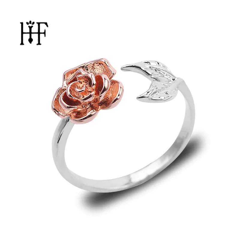 

2019 Trendy Floral Promise Rose Women Ring Fashion Charming Flower Wedding Rings Jewelry Bague Femme Can Adjust Anillos Mujer