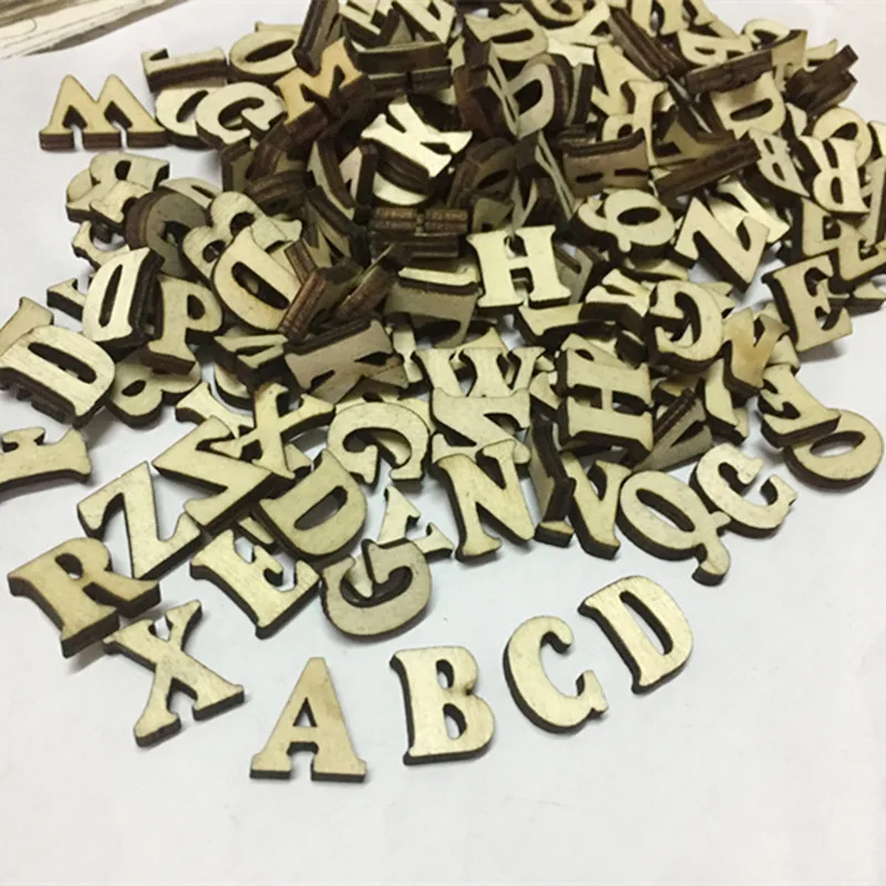 

100 Pcs DIY Mixed 26 Letter Pattern Wooden Scrapbooking Hanging Ornament Handmade Accessory Sewing Home Decoration