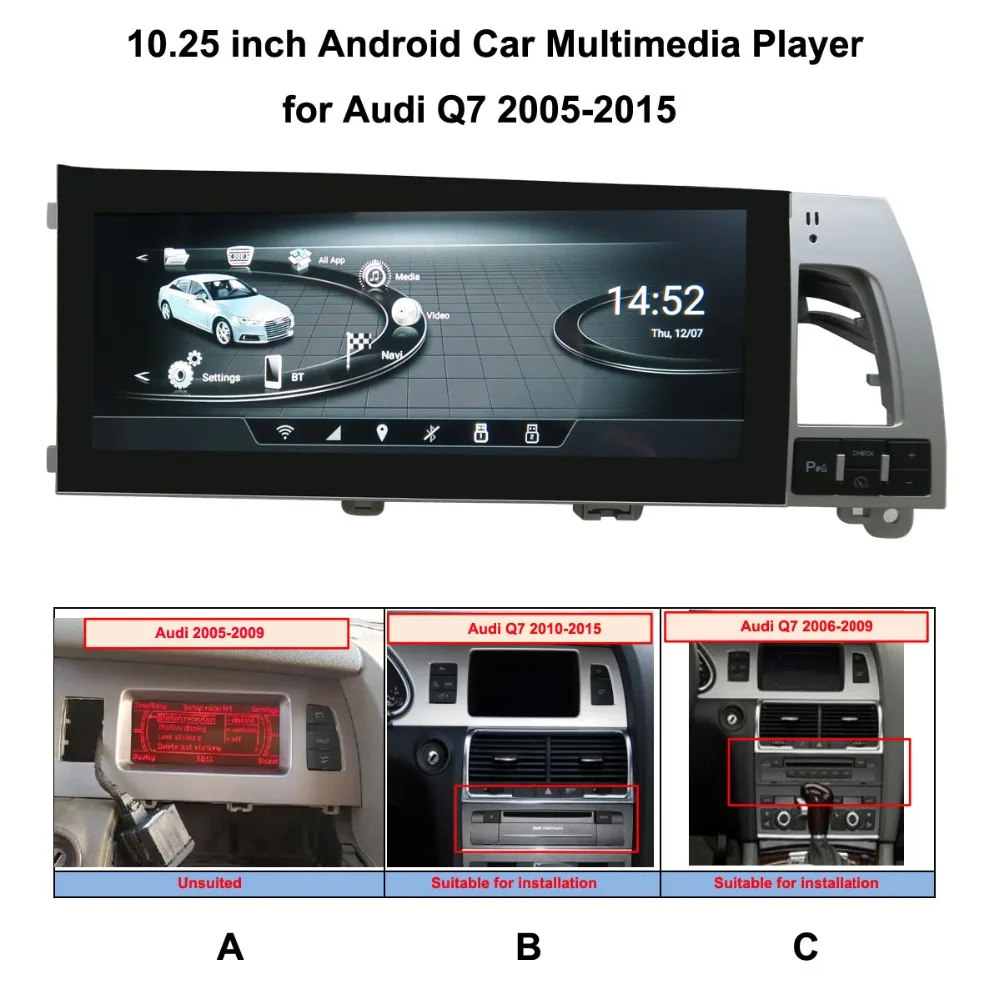 10,25 дюймовый Android автомобильный мультимедийный плеер для Audi Q7 2005- Авто gps заводской дизайн панели