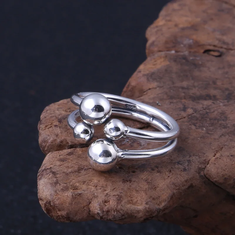 

Thai silver ornament small pure and fresh and contracted round pearl ring opening female ring can be adjusted